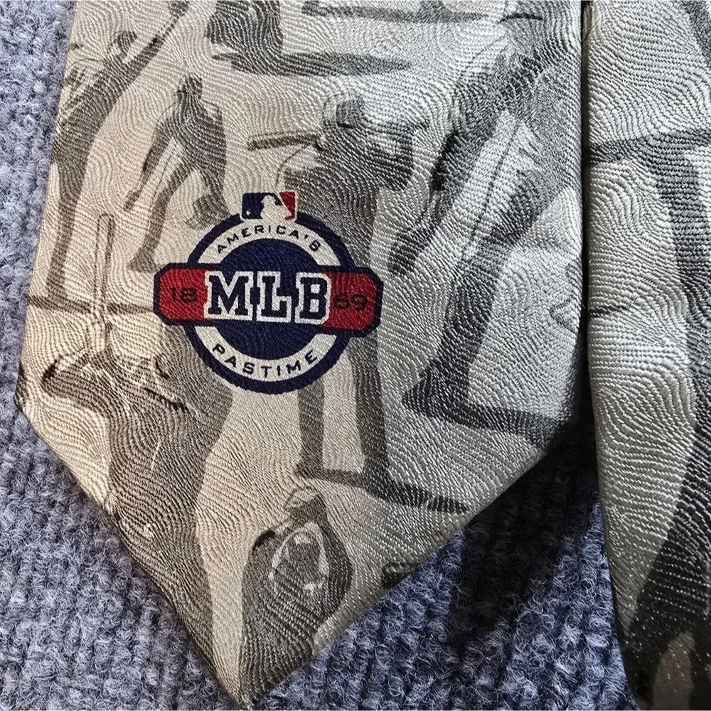 Vintage MLB Baseball Silk Tie All Over Print Players Novelty Necktie Sports Fan